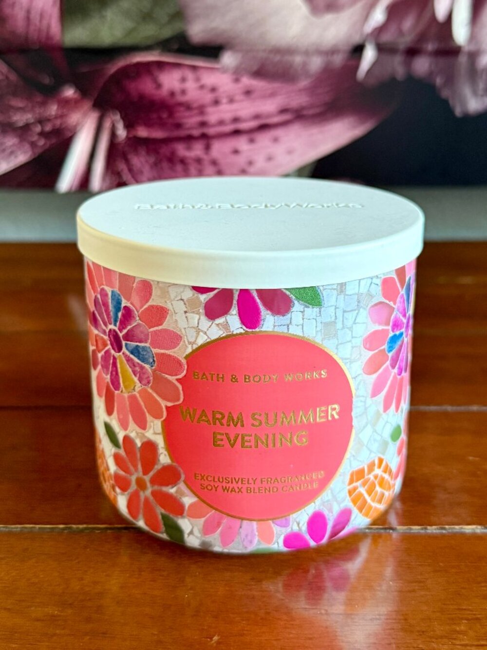 NEW WARM SUMMER EVENING 3-Wick Candle Bath & Body Works